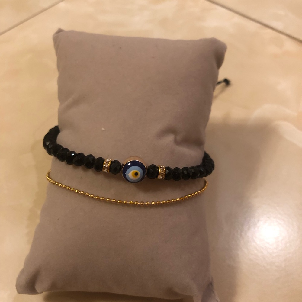 Evil eye Dainty black bracelet